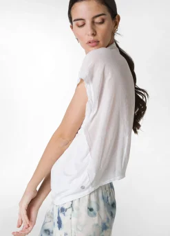 Sale T-Shirt Ampia Misto Seta Bianco Donna Top & T-Shirts