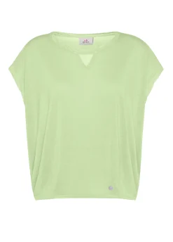 New T-Shirt Ampia Misto Seta Verde Donna Top & T-Shirts