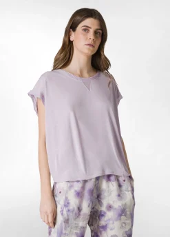 Outlet T-Shirt Ampia Misto Seta Viola Donna Top & T-Shirts