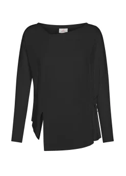 Best Sale T-Shirt Asimmetrica In Jersey E Lino Nero Donna Camicie & Bluse