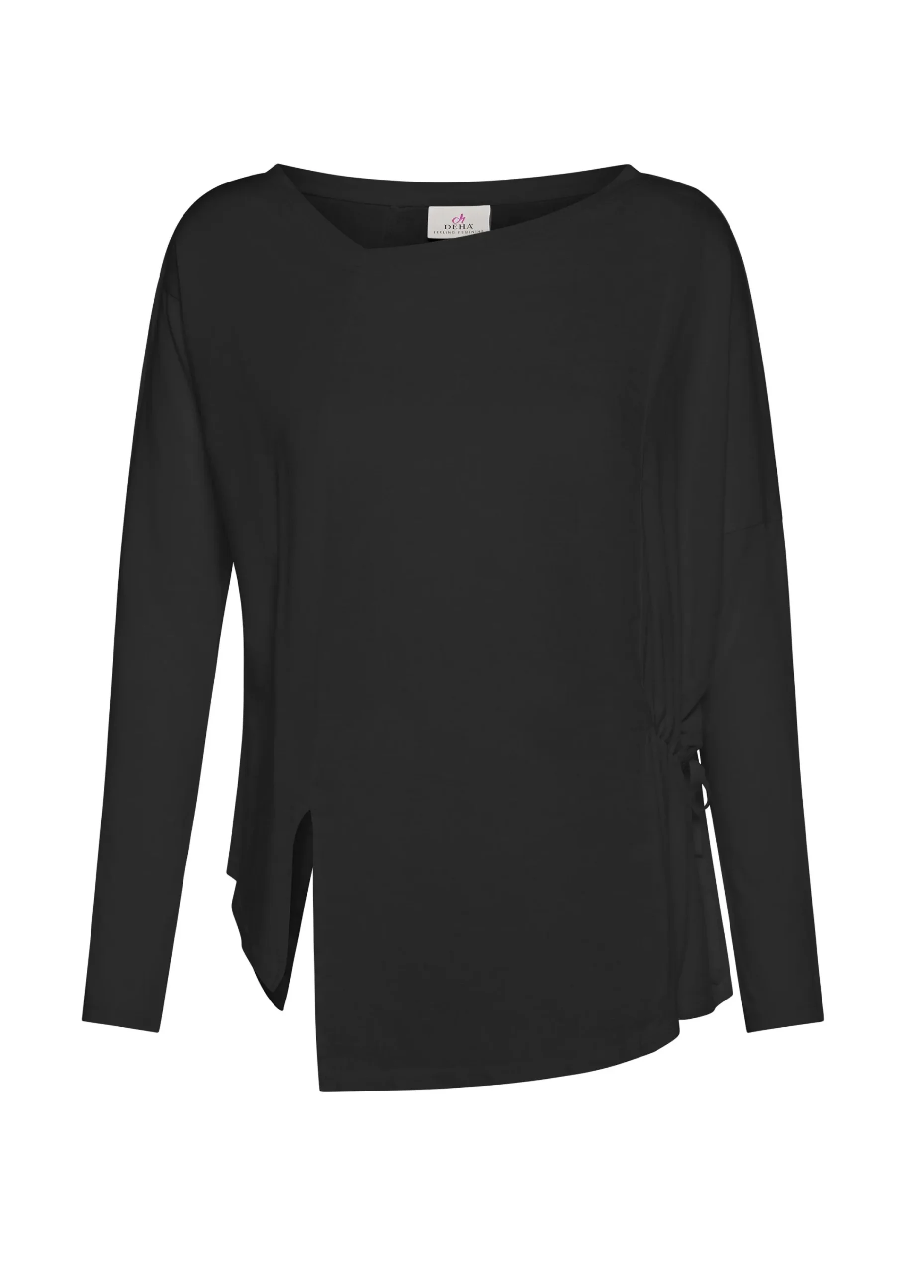 Best Sale T-Shirt Asimmetrica In Jersey E Lino Nero Donna Camicie & Bluse