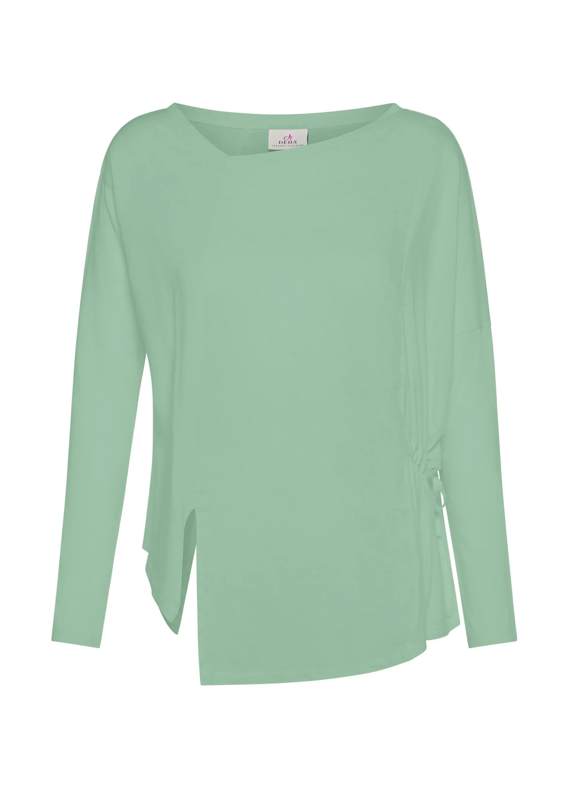 Fashion T-Shirt Asimmetrica In Jersey E Lino Verde Donna Camicie & Bluse