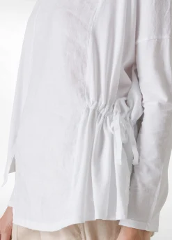 Discount T-Shirt Asimmetrica In Jersey E Lino Bianco Donna Camicie & Bluse