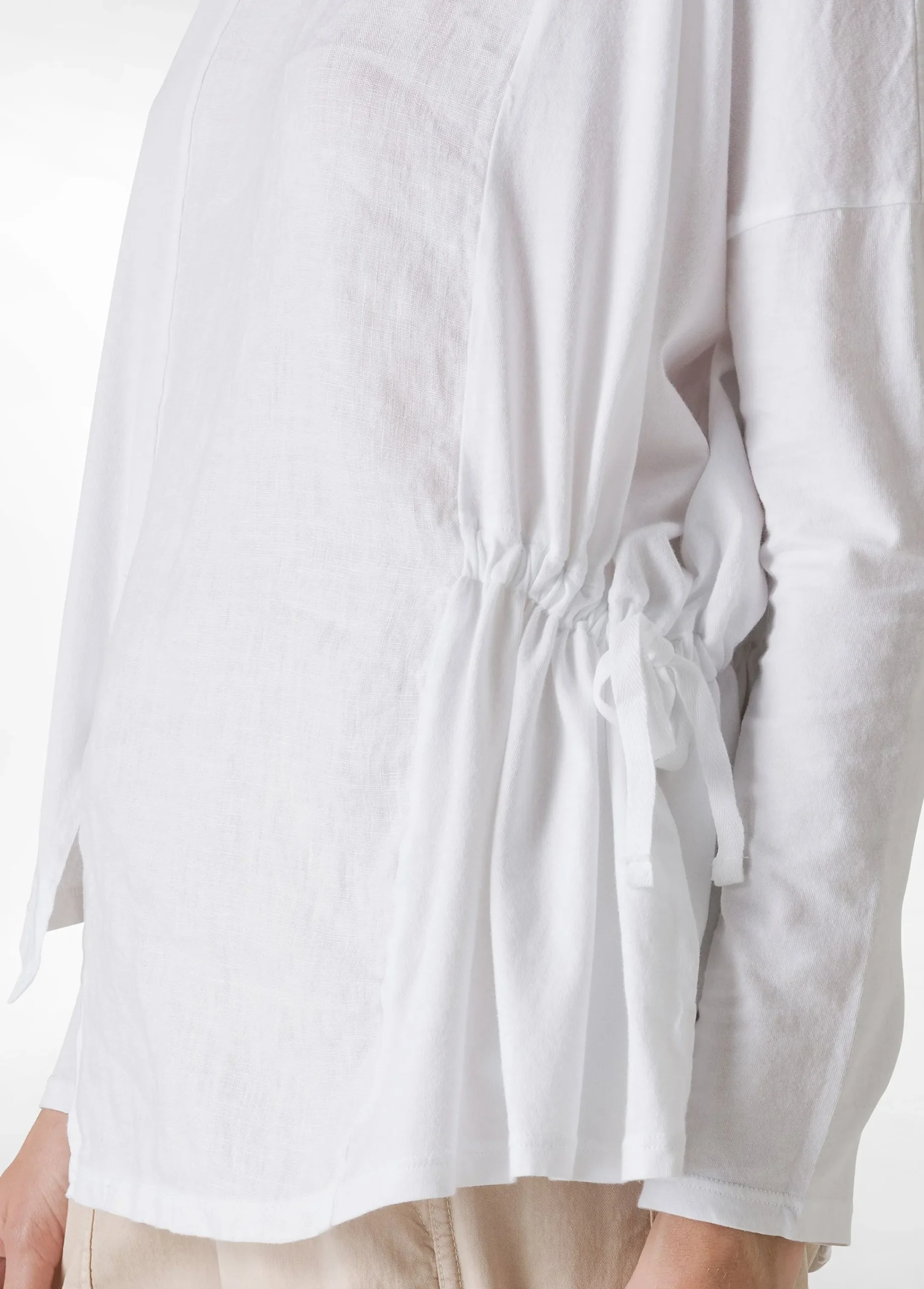 Discount T-Shirt Asimmetrica In Jersey E Lino Bianco Donna Camicie & Bluse