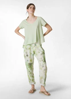 Best Sale T-Shirt Assimetrica Con Inserti In Lino Verde Donna Top & T-Shirts