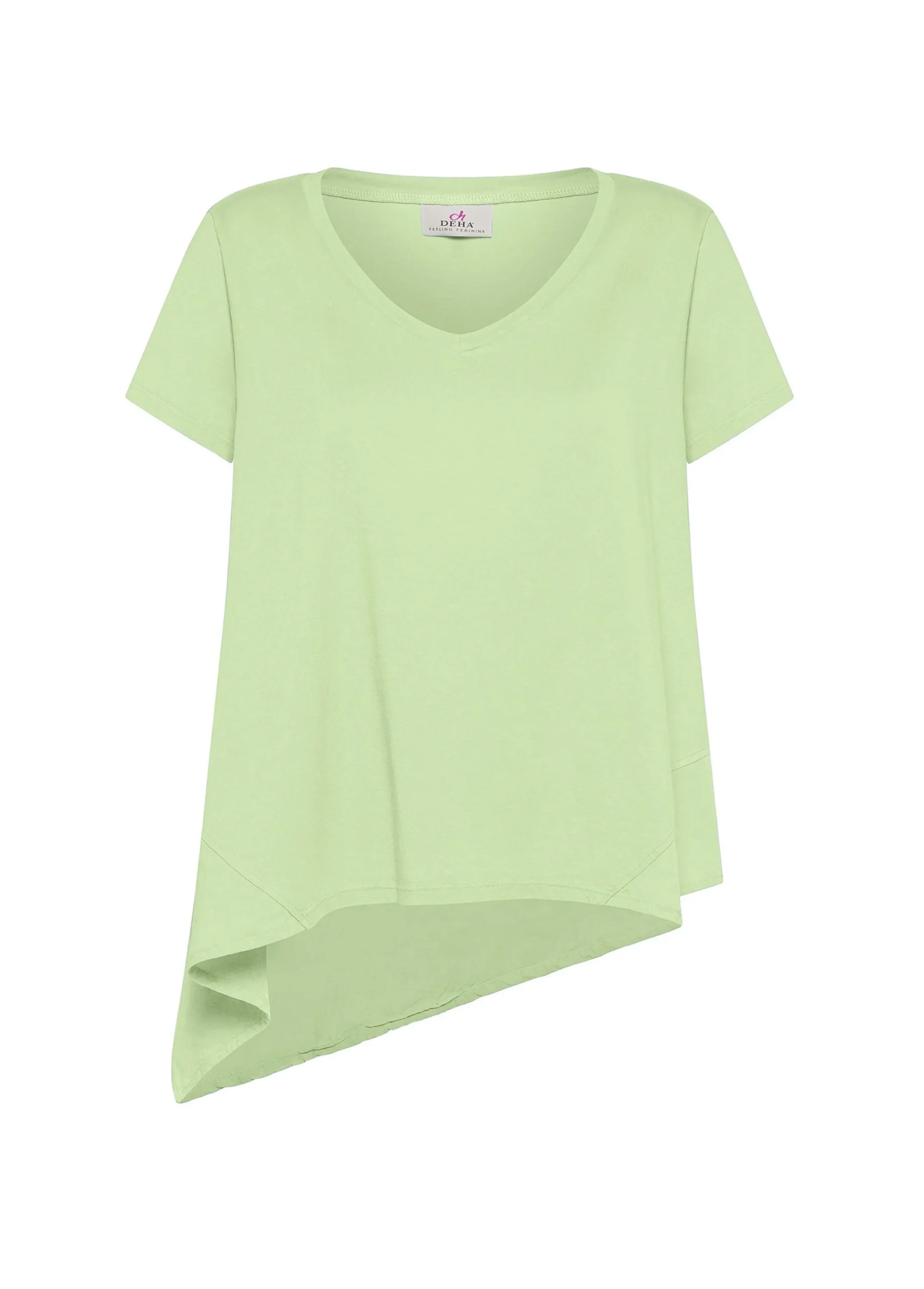 Best Sale T-Shirt Assimetrica Con Inserti In Lino Verde Donna Top & T-Shirts