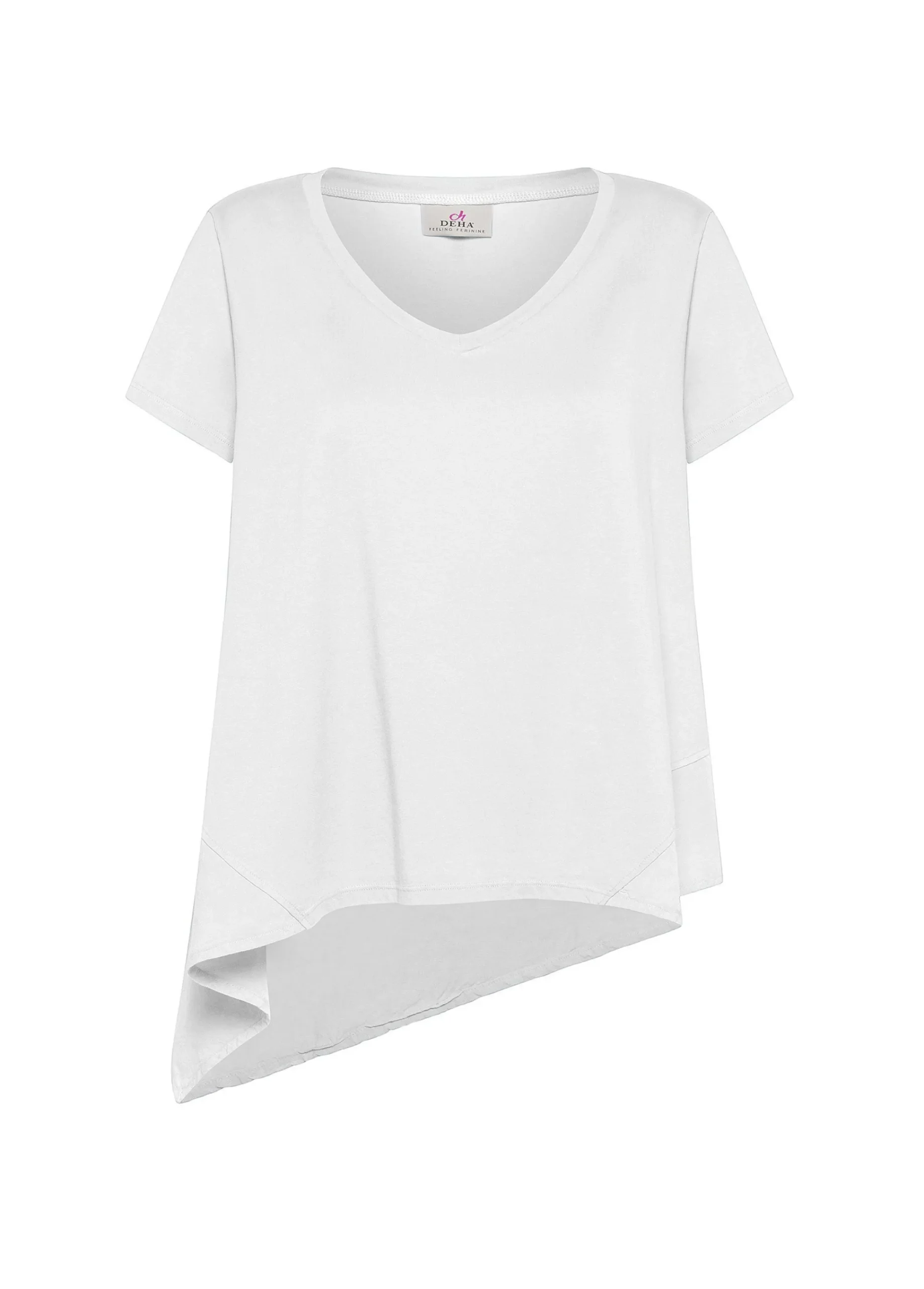 Sale T-Shirt Assimetrica Con Inserti In Lino Bianco Donna Top & T-Shirts