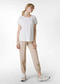 New T-Shirt Con Inserti In Raso Bianco Donna Top & T-Shirts