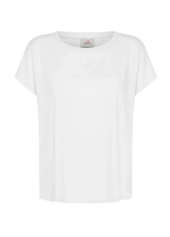 New T-Shirt Con Inserti In Raso Bianco Donna Top & T-Shirts