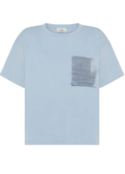 Best T-Shirt Con Taschino In Tweed Blu Donna Top & T-Shirts