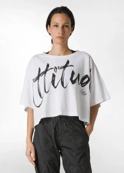 Store T-Shirt Cropped Leggera Effetto Vintage Bianco Donna Top & T-Shirts