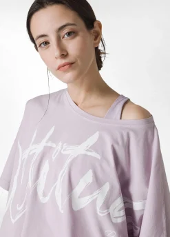 Fashion T-Shirt Cropped Leggera Effetto Vintage Viola Donna Top & T-Shirts