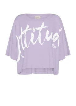 Fashion T-Shirt Cropped Leggera Effetto Vintage Viola Donna Top & T-Shirts