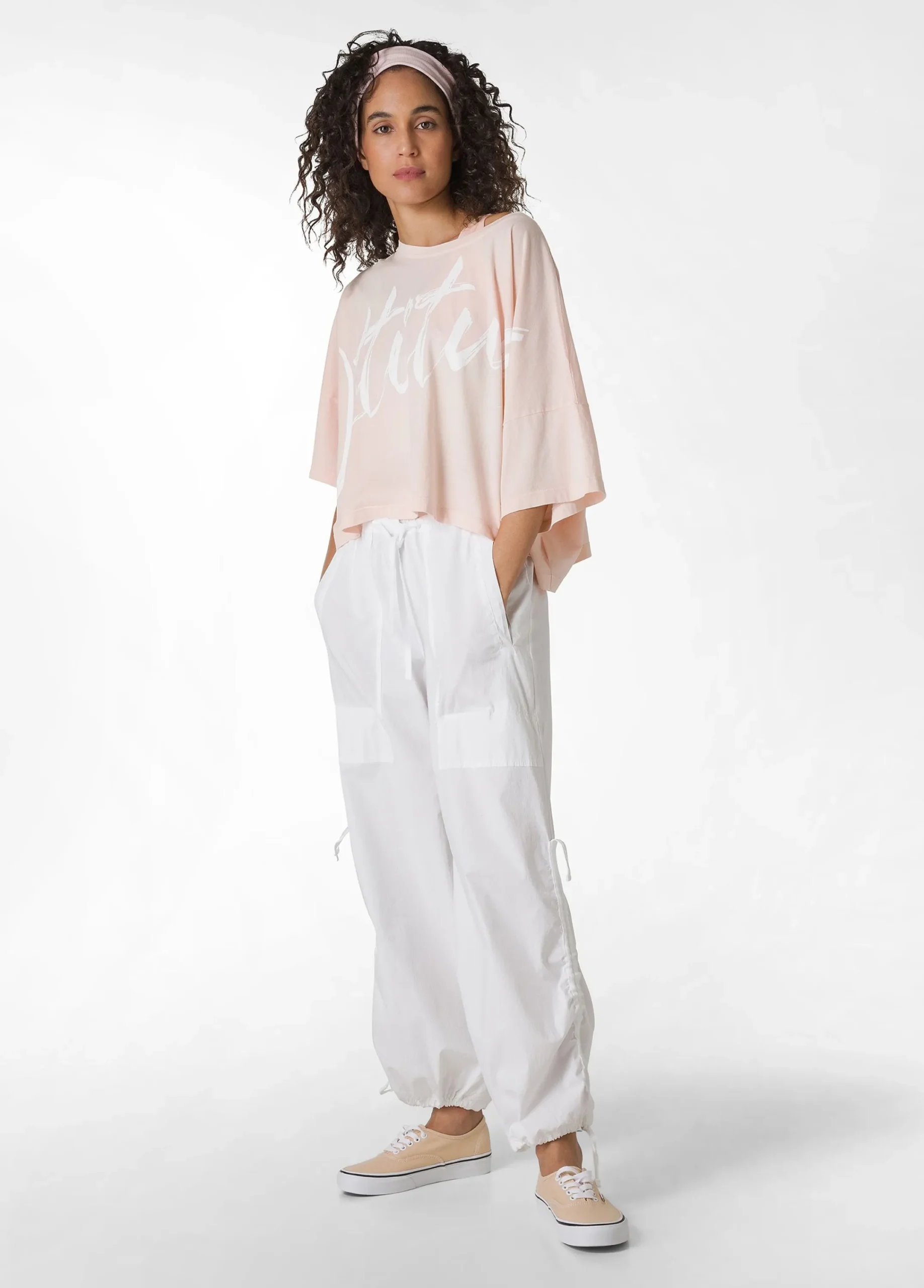 Store T-Shirt Cropped Leggera Effetto Vintage Rosa Donna Top & T-Shirts