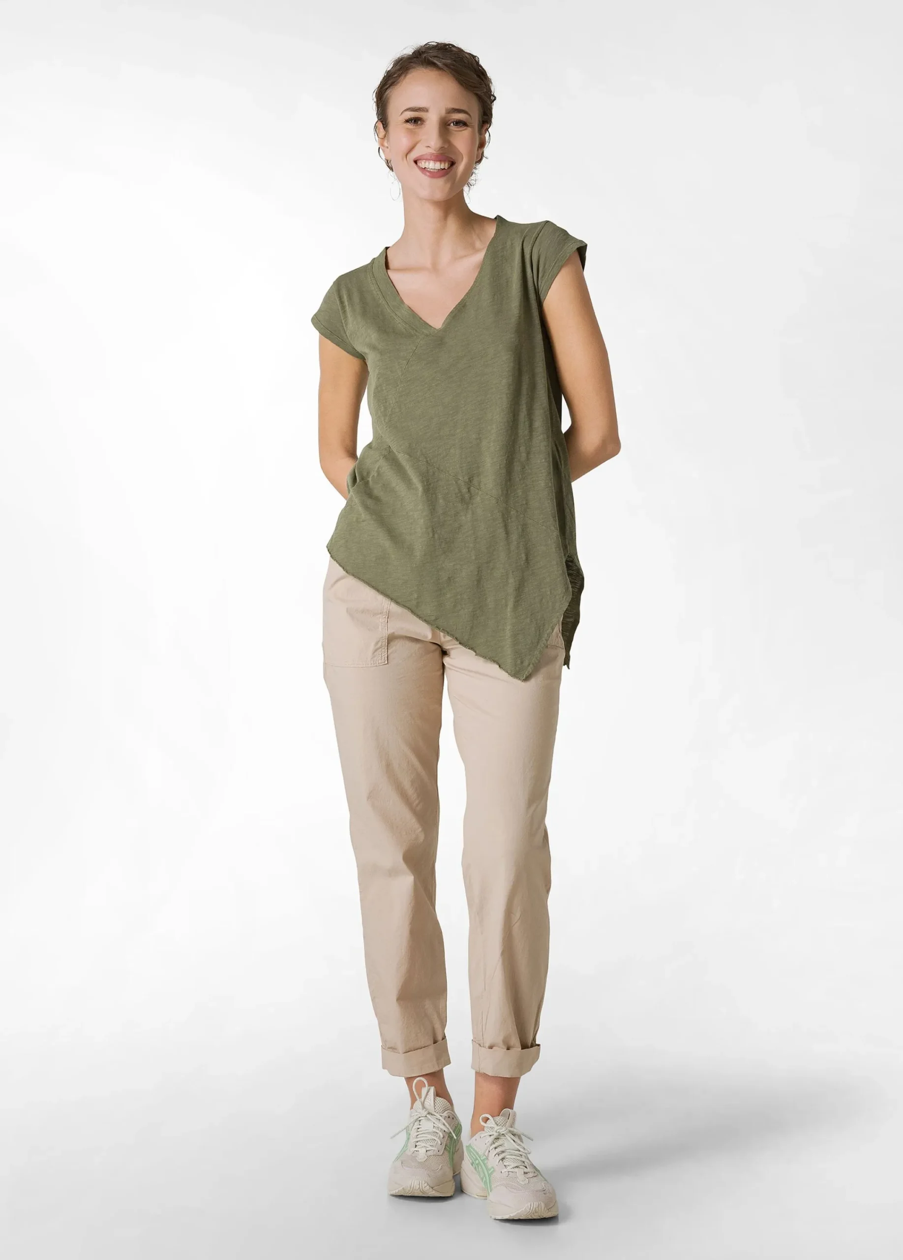 Cheap T-Shirt Fiammata Effetto Vintage Verde Donna Top & T-Shirts