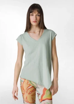 Best T-Shirt Fiammata Effetto Vintage Verde Donna Top & T-Shirts