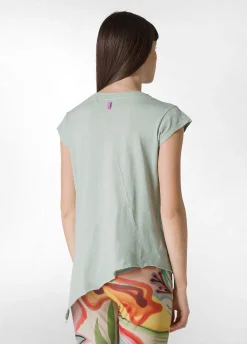 Best T-Shirt Fiammata Effetto Vintage Verde Donna Top & T-Shirts