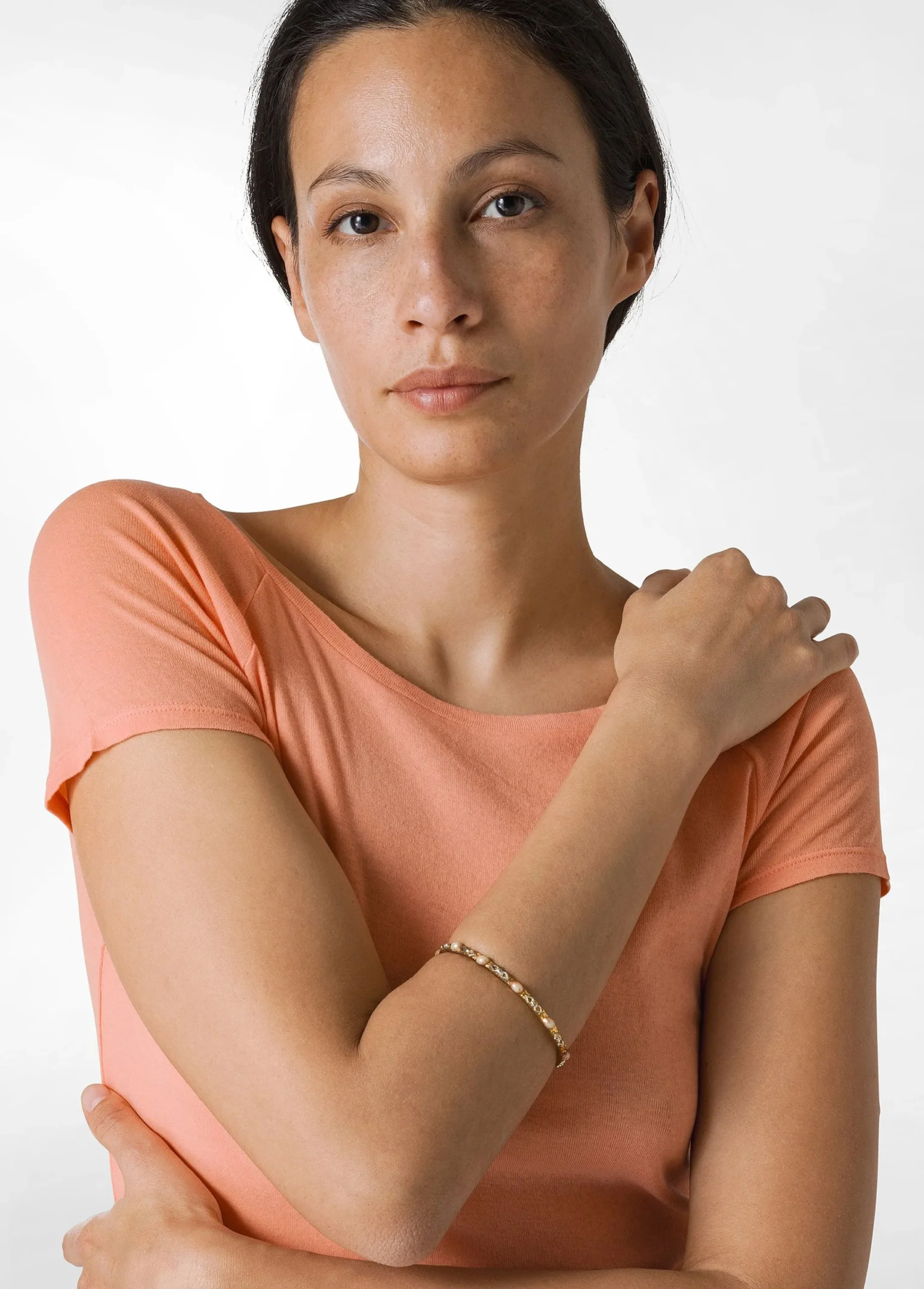 Outlet T-Shirt In Costina Leggera Arancio Donna Top & T-Shirts