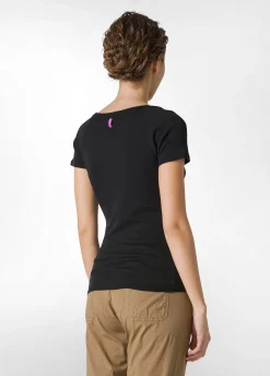Online T-Shirt In Costina Leggera Nero Donna Top & T-Shirts