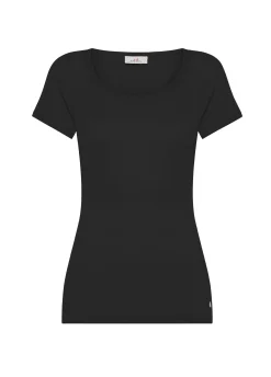 Online T-Shirt In Costina Leggera Nero Donna Top & T-Shirts