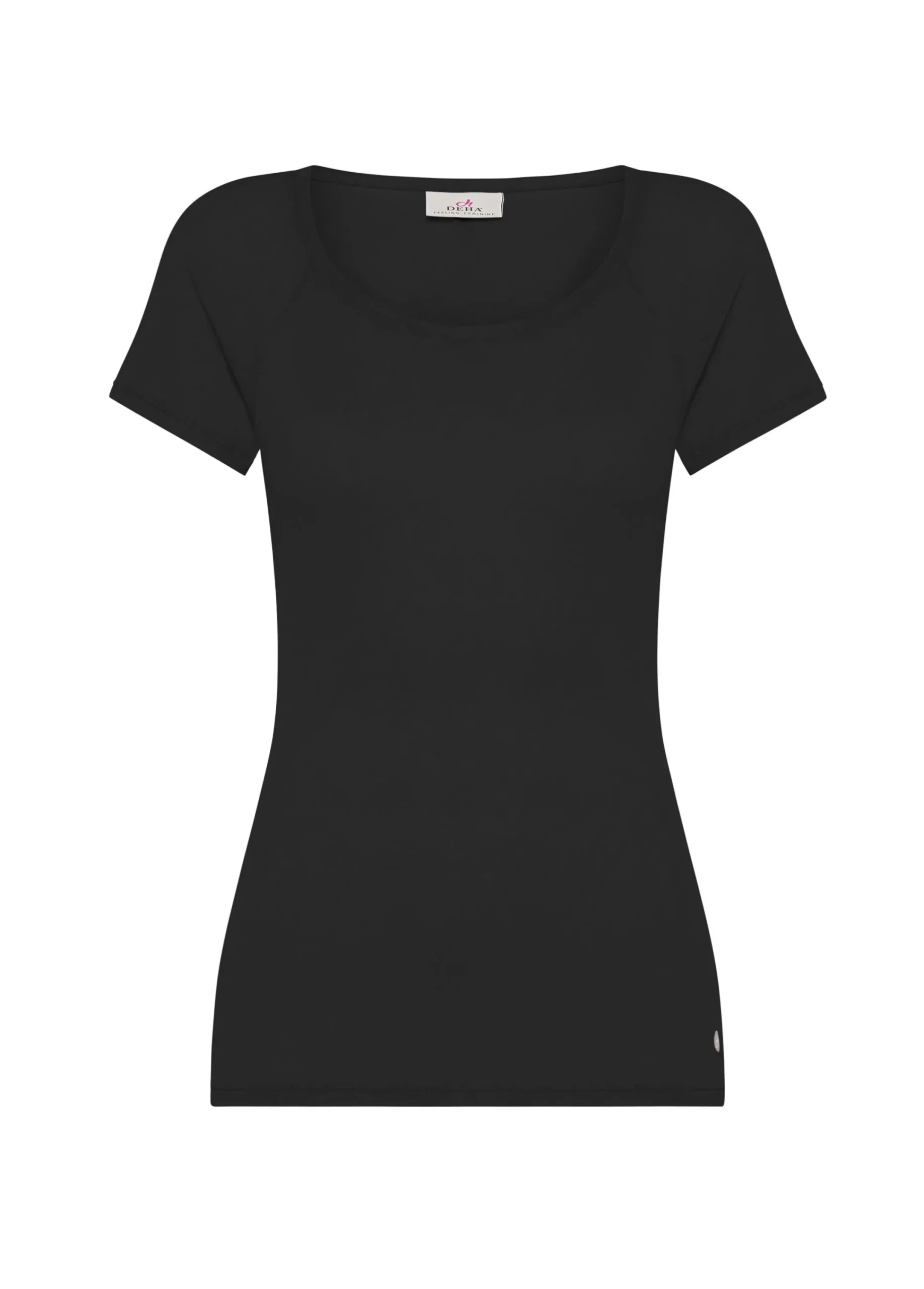 Online T-Shirt In Costina Leggera Nero Donna Top & T-Shirts