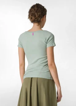 New T-Shirt In Costina Leggera Verde Donna Top & T-Shirts