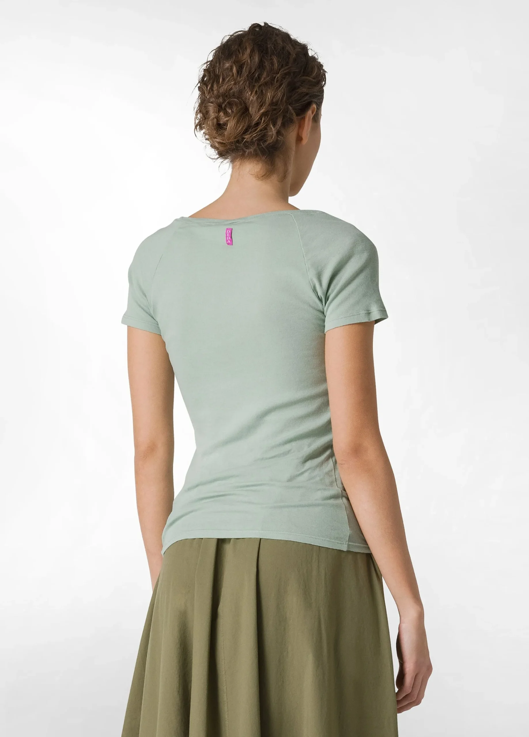 New T-Shirt In Costina Leggera Verde Donna Top & T-Shirts