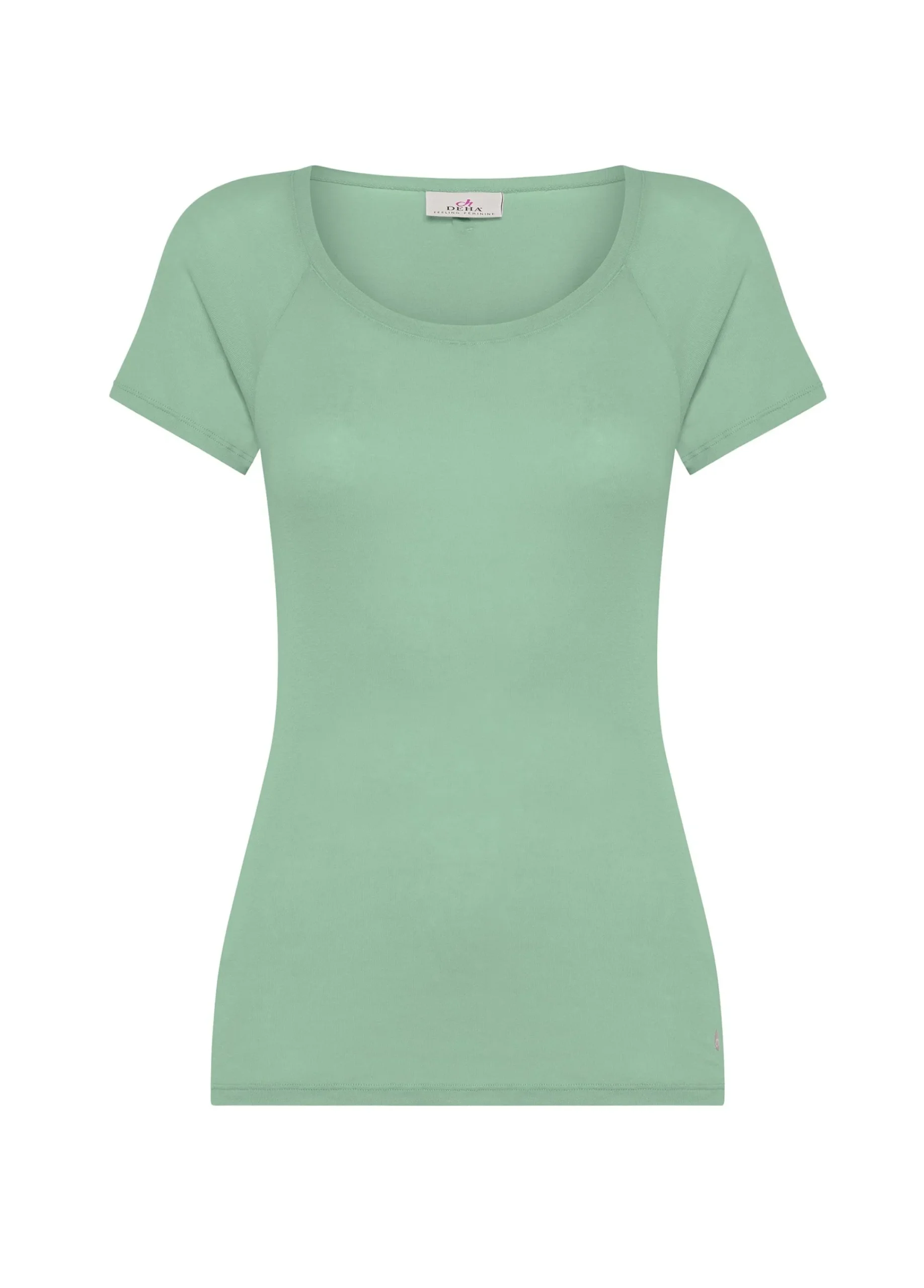 New T-Shirt In Costina Leggera Verde Donna Top & T-Shirts