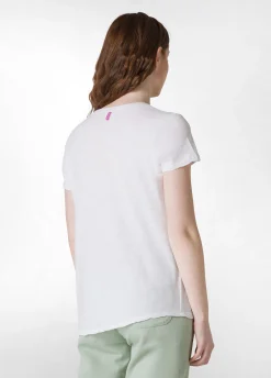 Store T-Shirt In Jersey Fiammato Bianco Donna Top & T-Shirts