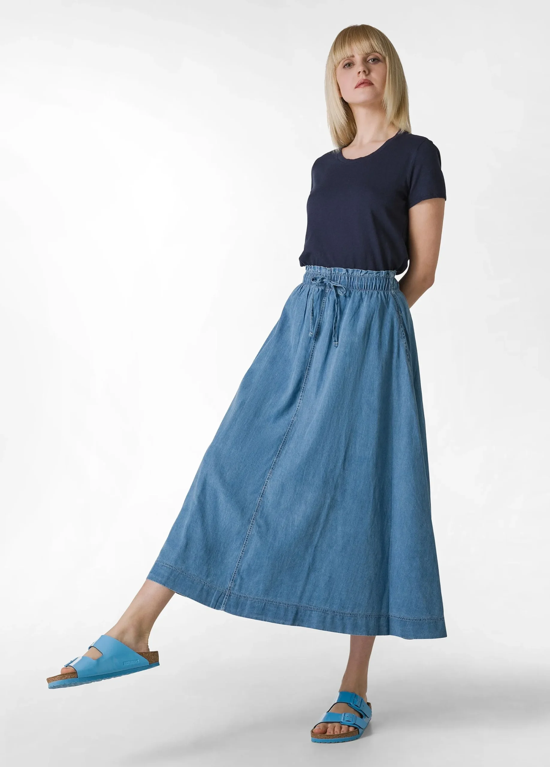 Cheap T-Shirt In Jersey Fiammato Blu Donna Top & T-Shirts