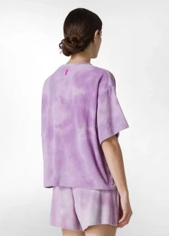 Store T-Shirt In Spugna Effetto Batik Viola Donna Top & T-Shirts