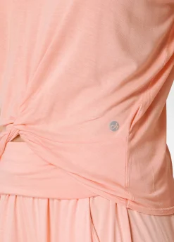 Discount T-Shirt In Viscosa Con Nodo Arancio Donna Top & T-Shirts