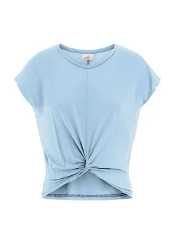 Outlet T-Shirt In Viscosa Con Nodo Blu Donna Top & T-Shirts