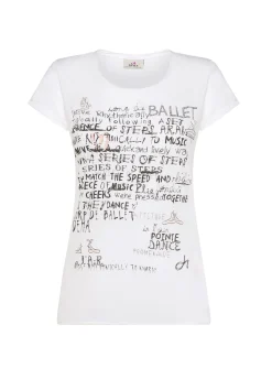 Cheap T-Shirt Leggera Con Stampa Bianco Donna Top & T-Shirts