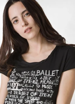 Discount T-Shirt Leggera Con Stampa Nero Donna Top & T-Shirts