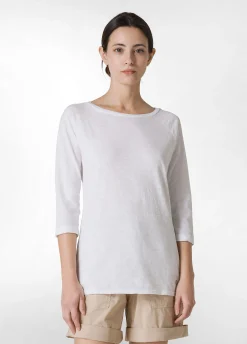 Sale T-Shirt Manica 3/4 In Jersey Fiammato Bianco Donna Top & T-Shirts