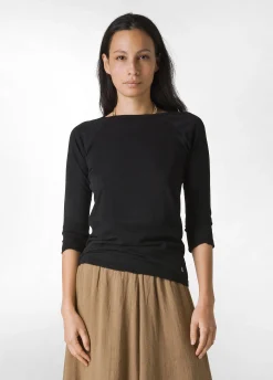 Clearance T-Shirt Manica 3/4 In Jersey Fiammato Nero Donna Top & T-Shirts