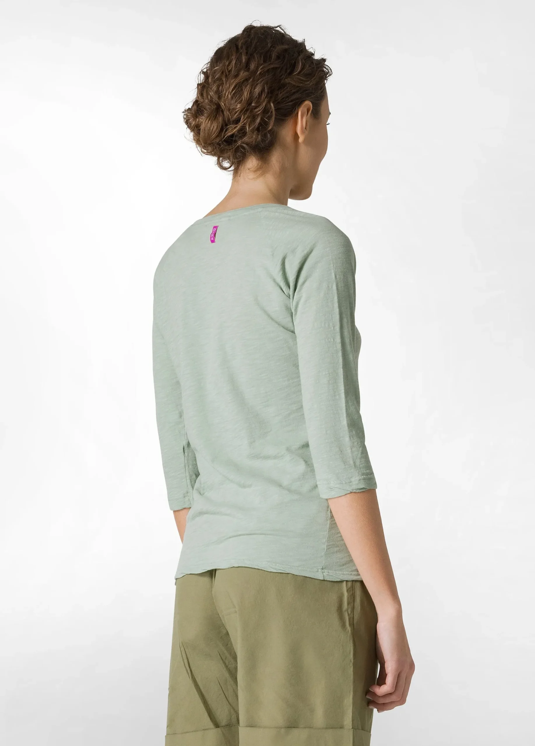 Best Sale T-Shirt Manica 3/4 In Jersey Fiammato Verde Donna Top & T-Shirts