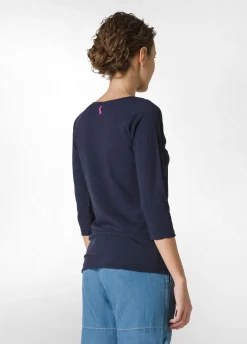 Discount T-Shirt Manica 3/4 In Jersey Fiammato Blu Donna Top & T-Shirts