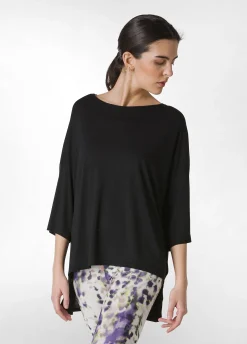 Store T-Shirt Maxi In Viscosa Nero Donna Top & T-Shirts