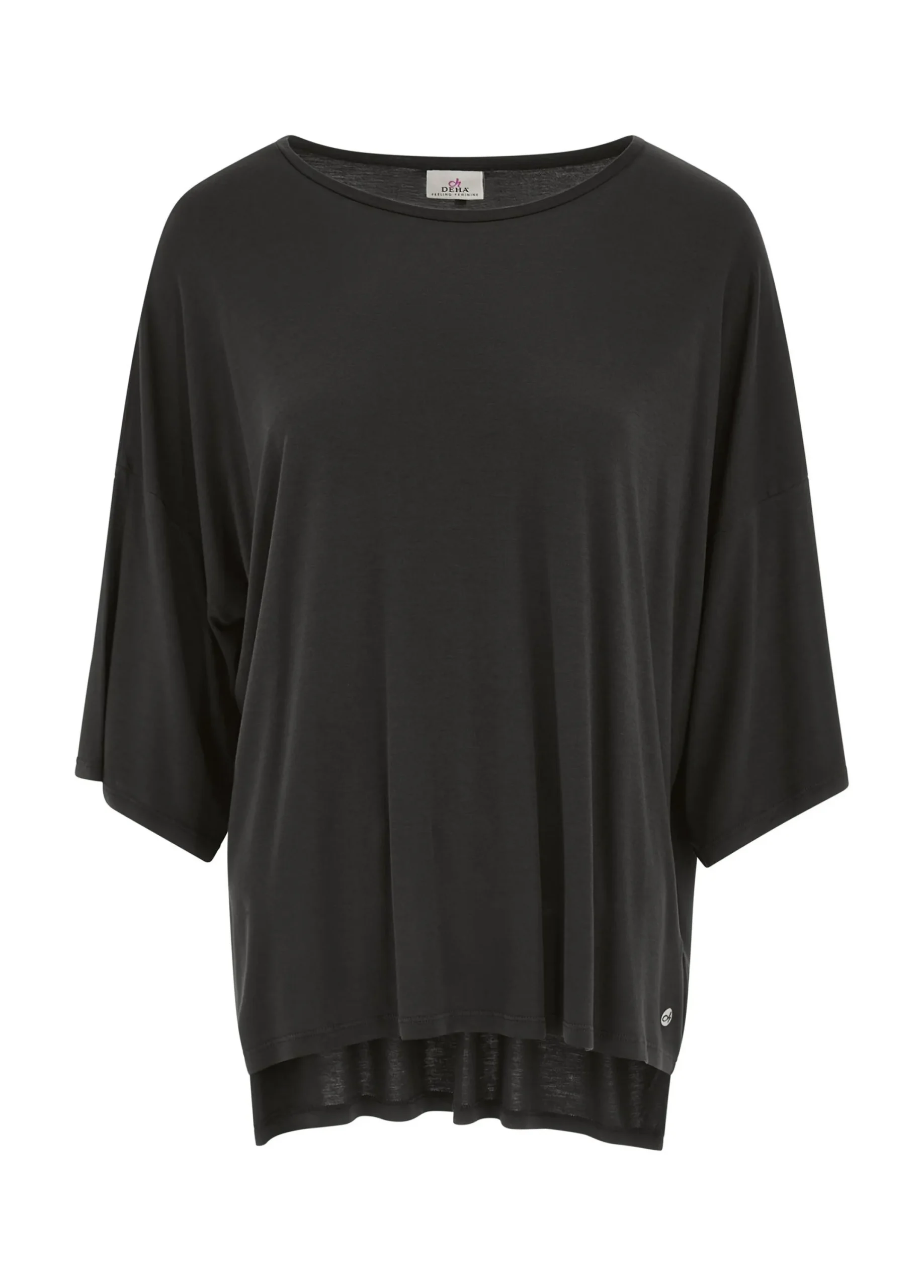 Store T-Shirt Maxi In Viscosa Nero Donna Top & T-Shirts