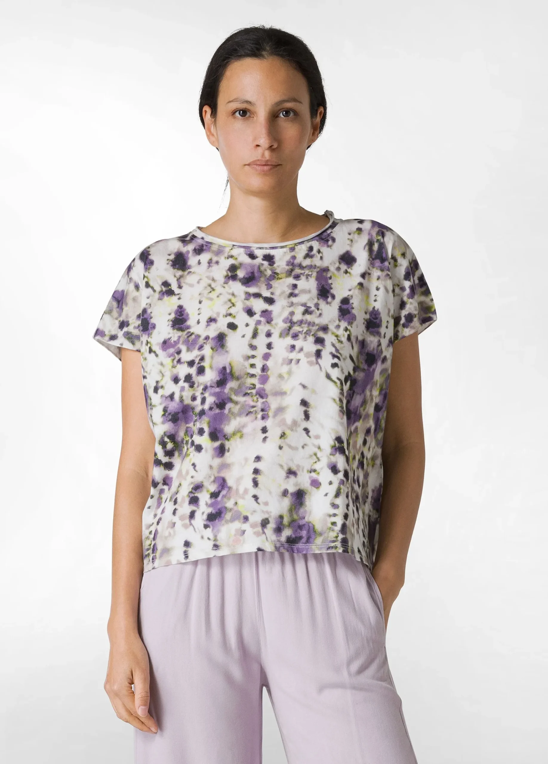 Online T-Shirt Organica Ampia Stampata Viola Donna Top & T-Shirts