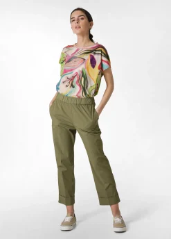 Cheap T-Shirt Organica Ampia Stampata Verde Donna Top & T-Shirts