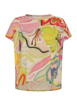 Cheap T-Shirt Organica Ampia Stampata Verde Donna Top & T-Shirts