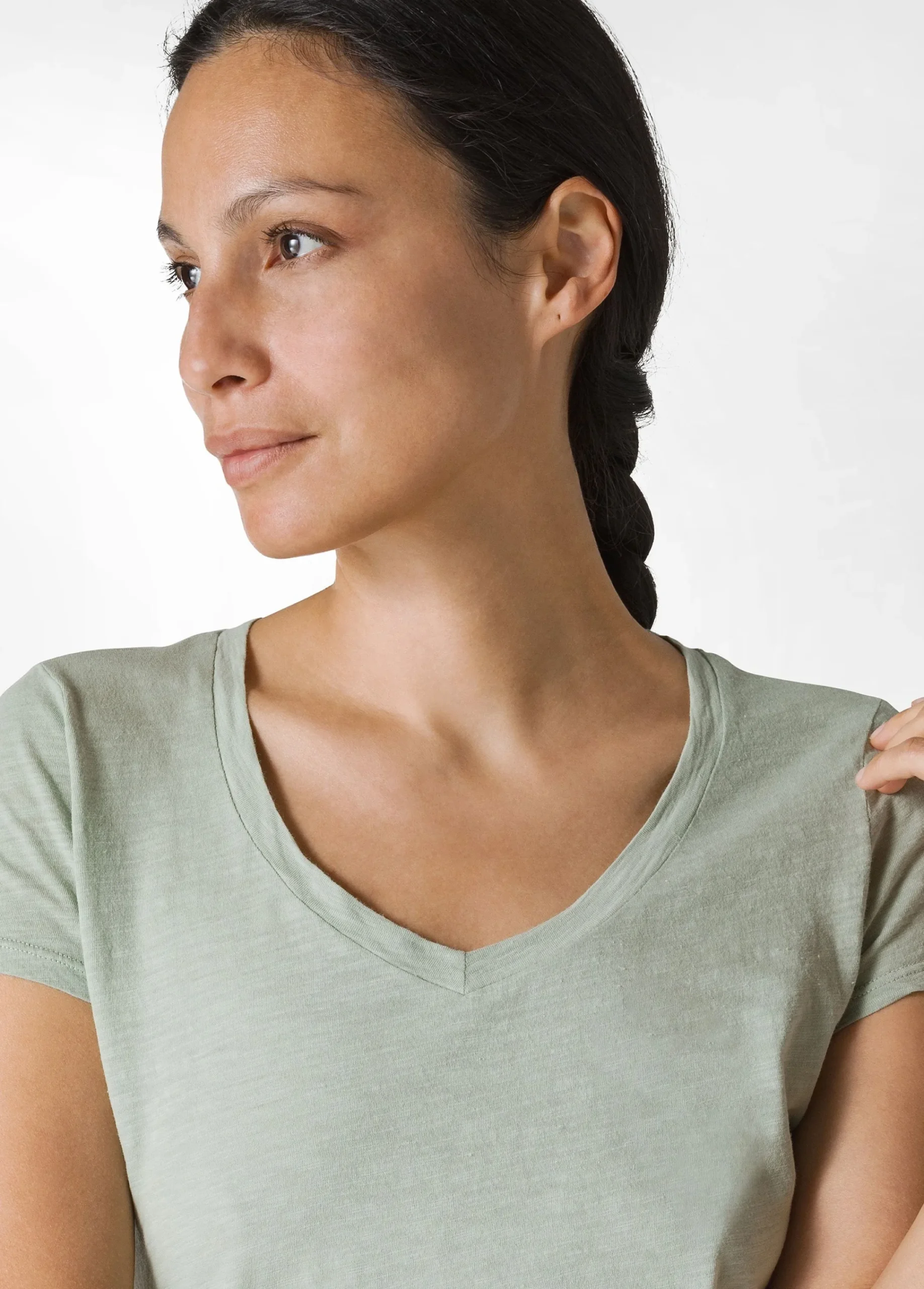 Best Sale T-Shirt Scollo A V In Jersey Fiammato Verde Donna Top & T-Shirts