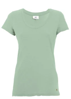 Best Sale T-Shirt Scollo A V In Jersey Fiammato Verde Donna Top & T-Shirts