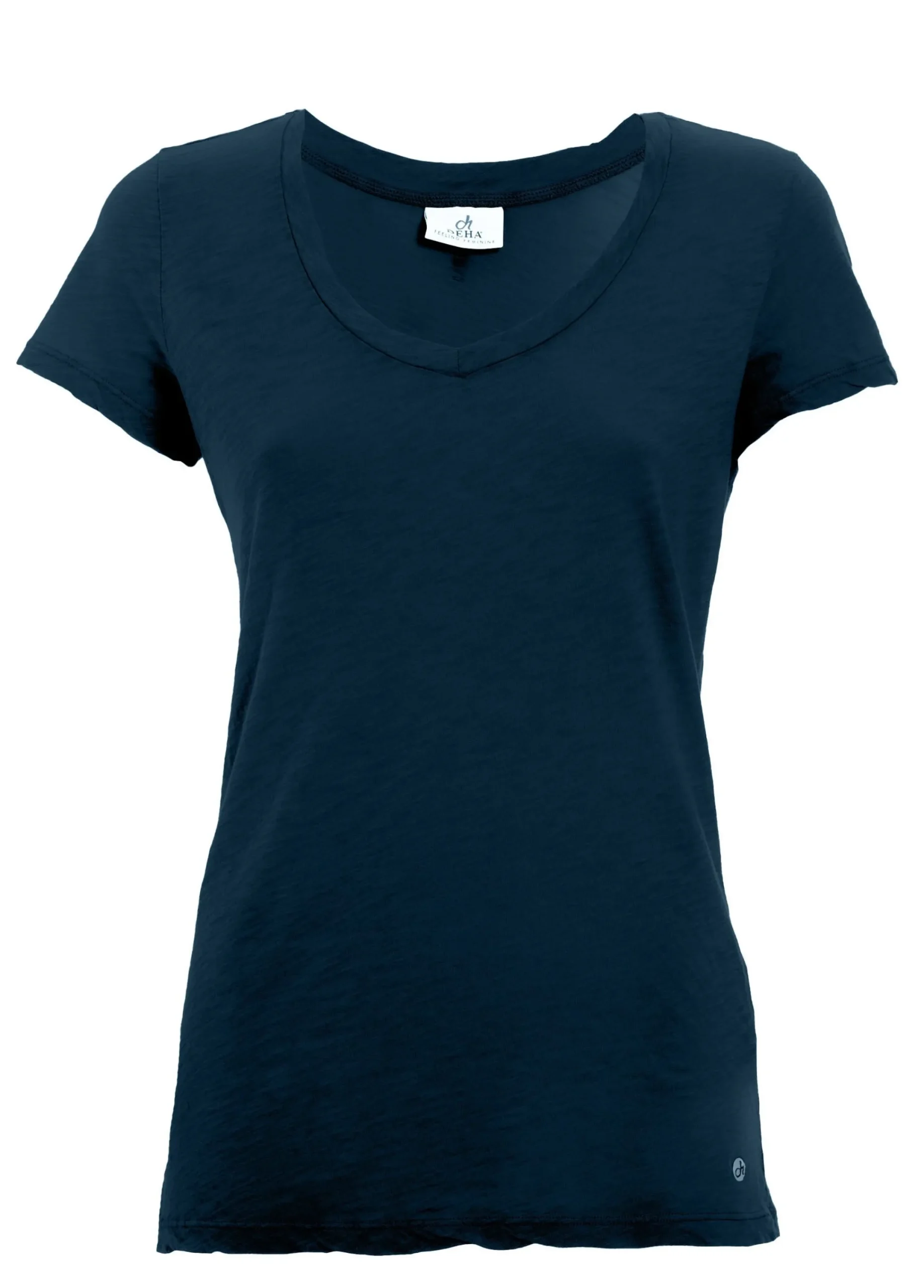 Discount T-Shirt Scollo A V In Jersey Fiammato Blu Donna Top & T-Shirts