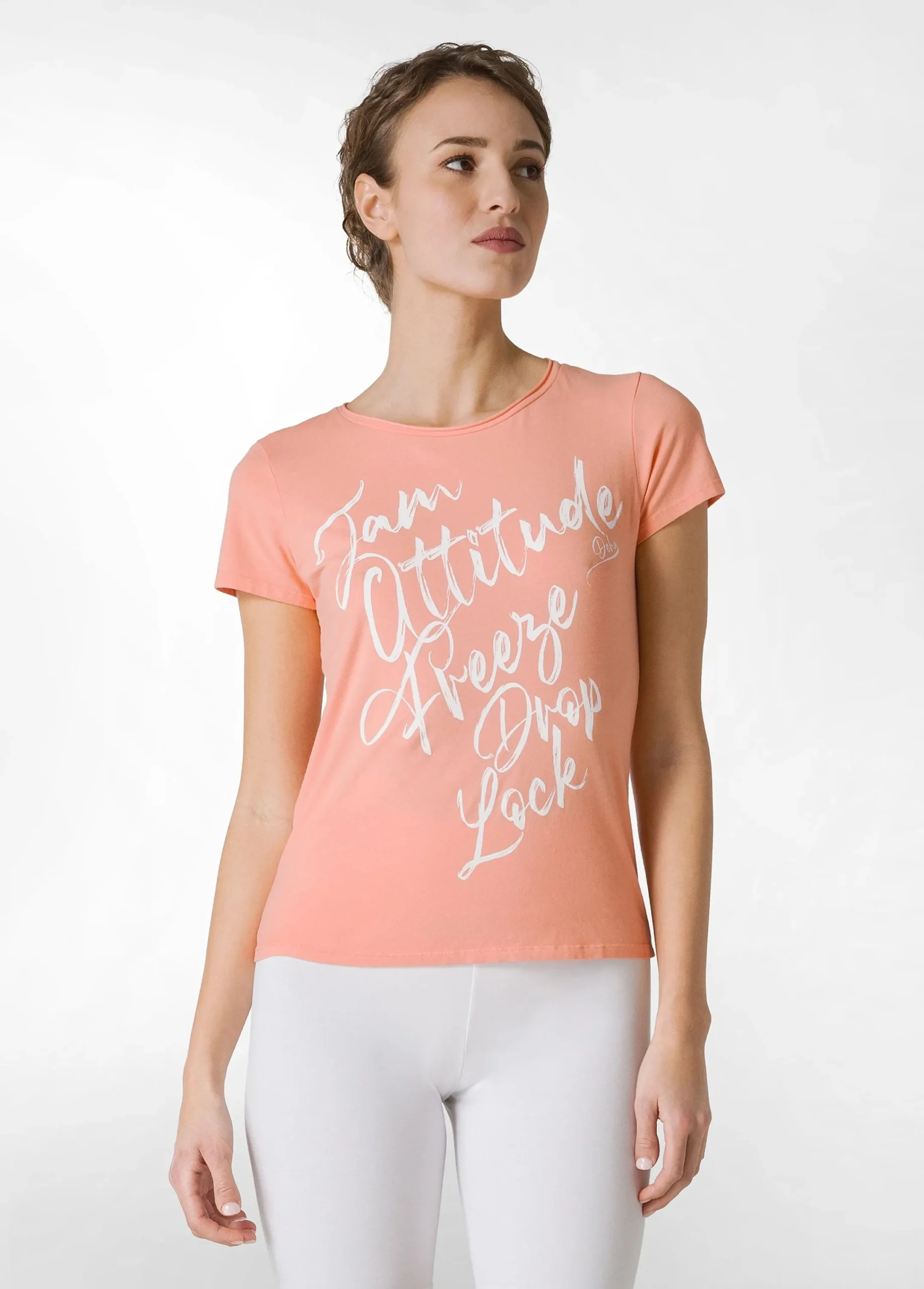 Store T-Shirt Stretch Leggera Con Grafica Arancio Donna Top & T-Shirts