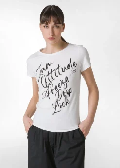 Store T-Shirt Stretch Leggera Con Grafica Bianco Donna Top & T-Shirts