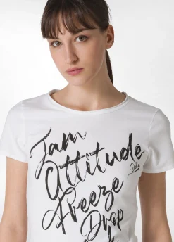 Store T-Shirt Stretch Leggera Con Grafica Bianco Donna Top & T-Shirts